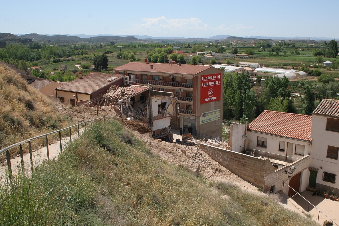 Los técnicos externos evaluarán este martes el daño causado por el deslizamiento de Alcañiz (Teruel)