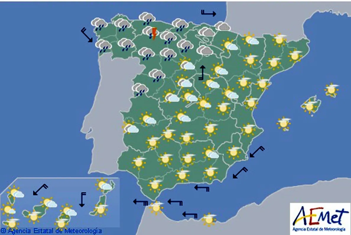 Un frente frío atlántico dejará hoy precipitaciones en el noroeste