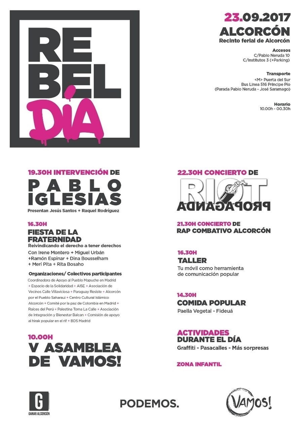 Pablo Iglesias participará en la jornada de »RebelDíA» que se organiza en Alcorcón (Madrid) este sábado