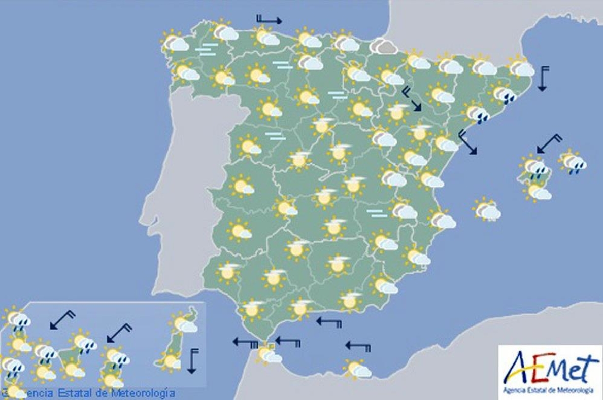 Domingo nuboso con chubascos en el noreste de Cataluña y en Baleares