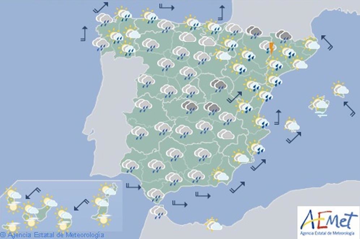 Hoy, precipitaciones en Galicia, Castilla y León, Extremadura y Andalucía