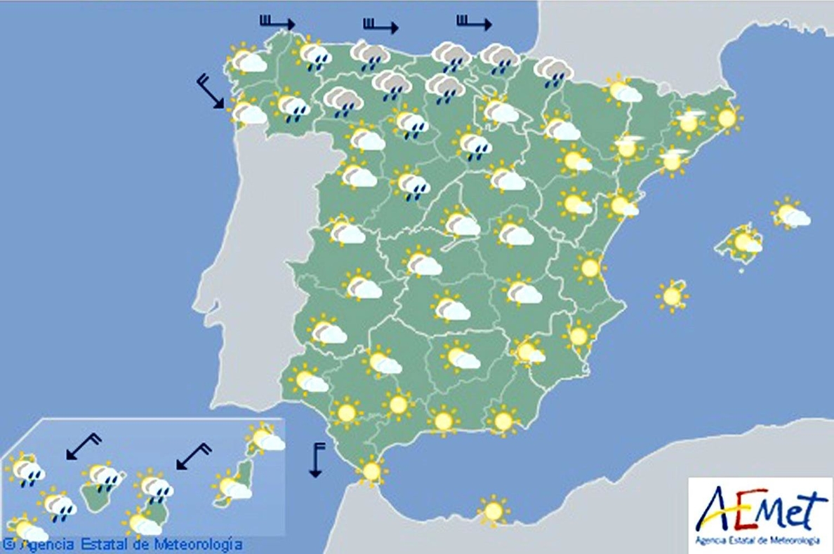 Hoy, descenso notable de temperaturas en Galicia, Cantábrico y alto Ebro