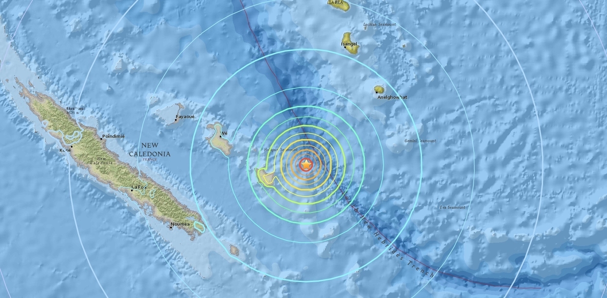 Registrado un terremoto de magnitud 7,0 en aguas cercanas a Nueva Caledonia