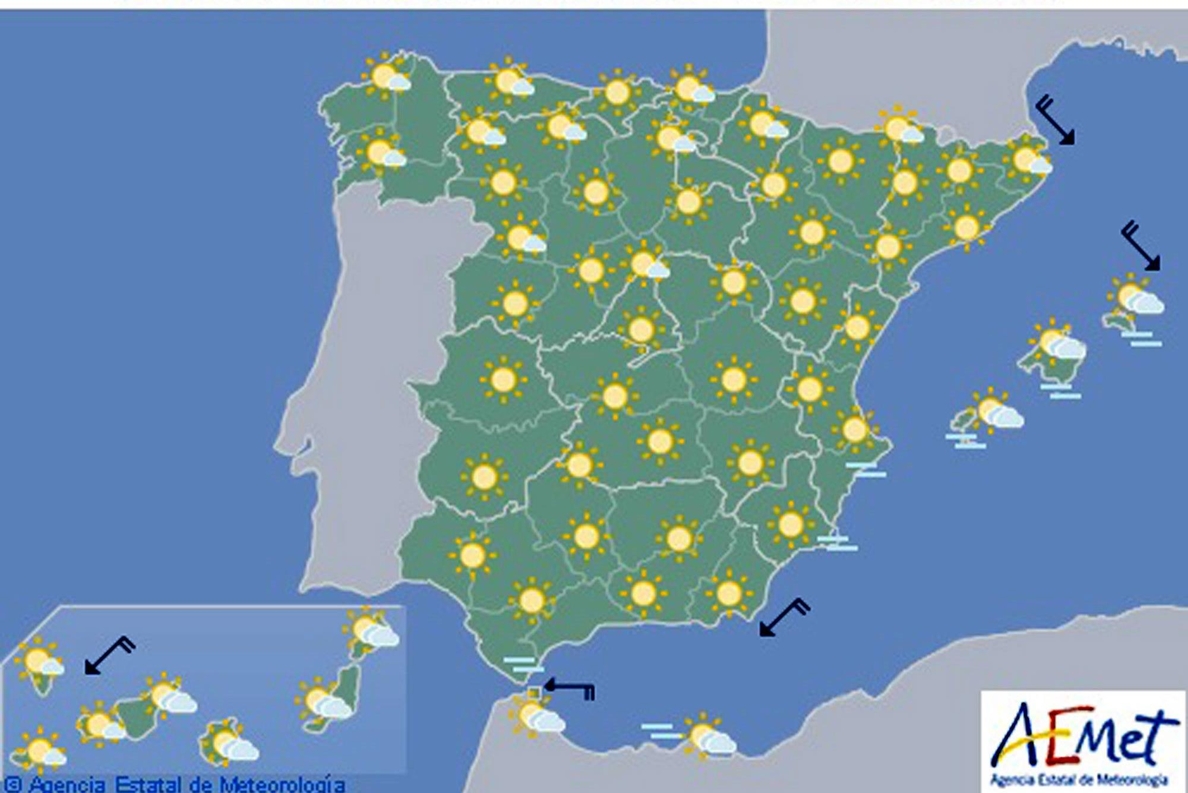 El anticiclón continúa hoy sobre España con predominio de tiempo estable