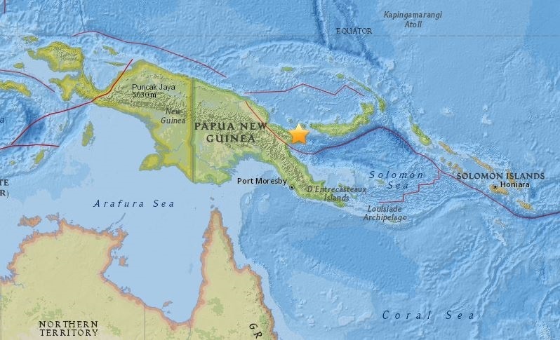 Un terremoto de magnitud 6 en la escala de Richter sacude la costa de Papúa Nueva Guinea