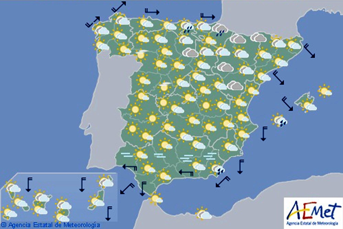 Hoy, lluvias fuertes en Canarias y débiles en Galicia, Cantabria y Pirineos