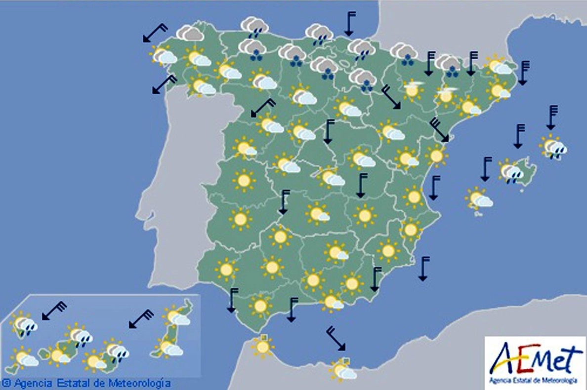 Hoy, viento fuerte en Pirineos, Ampurdán, Canarias y este de Baleares