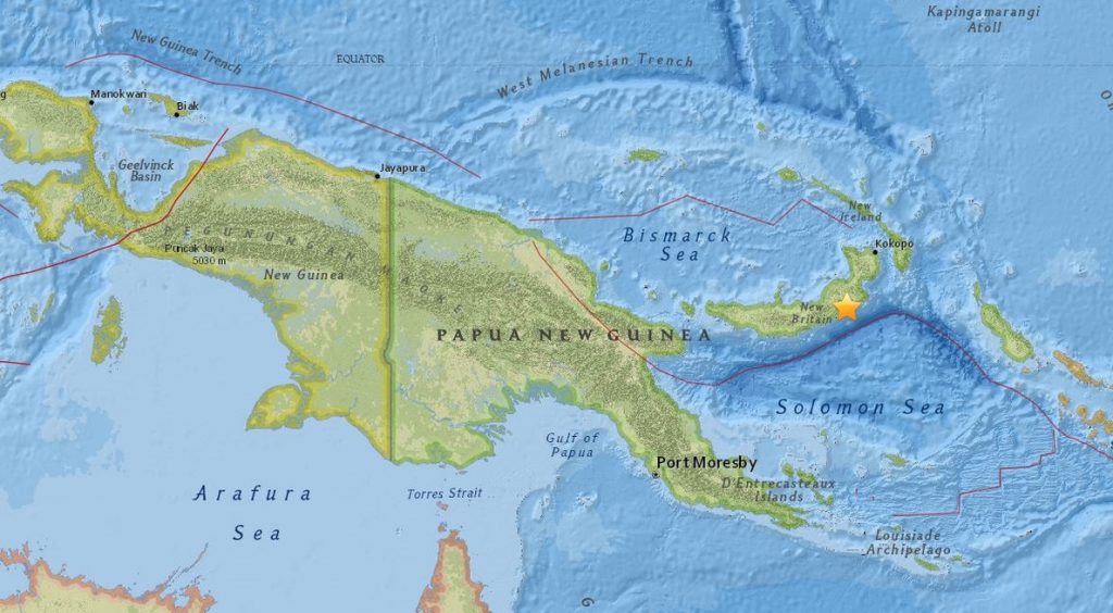Registrado un terremoto de magnitud 7,2 en la costa este de Papúa Nueva Guinea