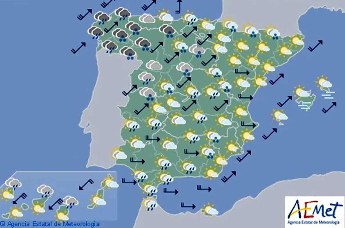 Hoy nevará en zonas altas del noroeste, centro y sureste peninsular