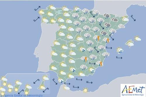 Muy nuboso hoy en el este y Baleares y soleado en el resto de España