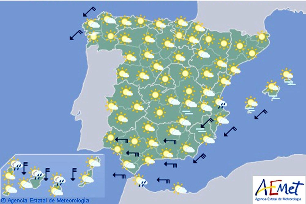 Hoy, vientos fuertes en Estrecho, interior Cádiz y Canarias occidentales