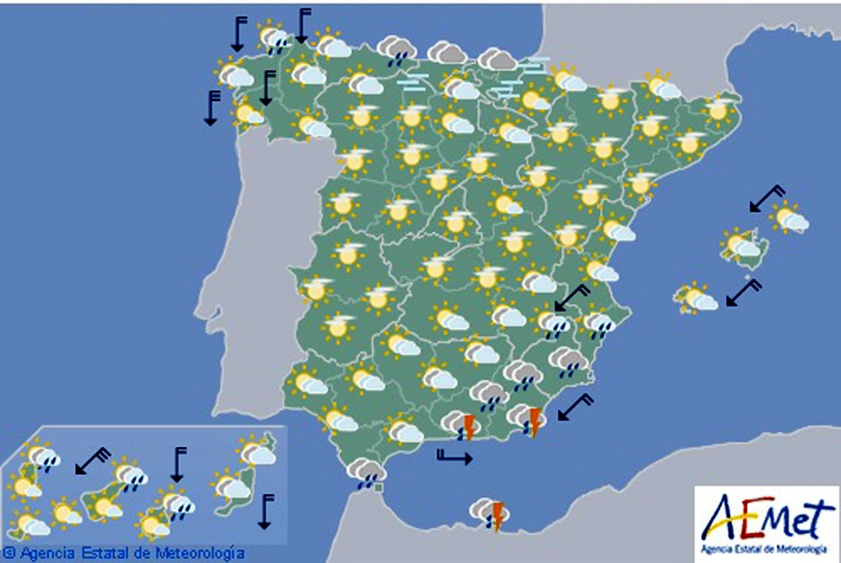 Hoy,lluvias en Granada y Almería, sin descartarlas en otras zonas sudeste