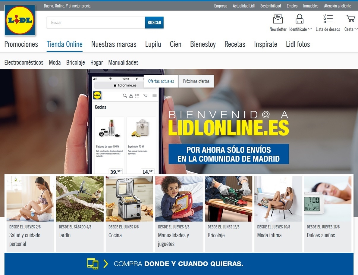 Lidl extiende su tienda »online» de productos de bazar a España