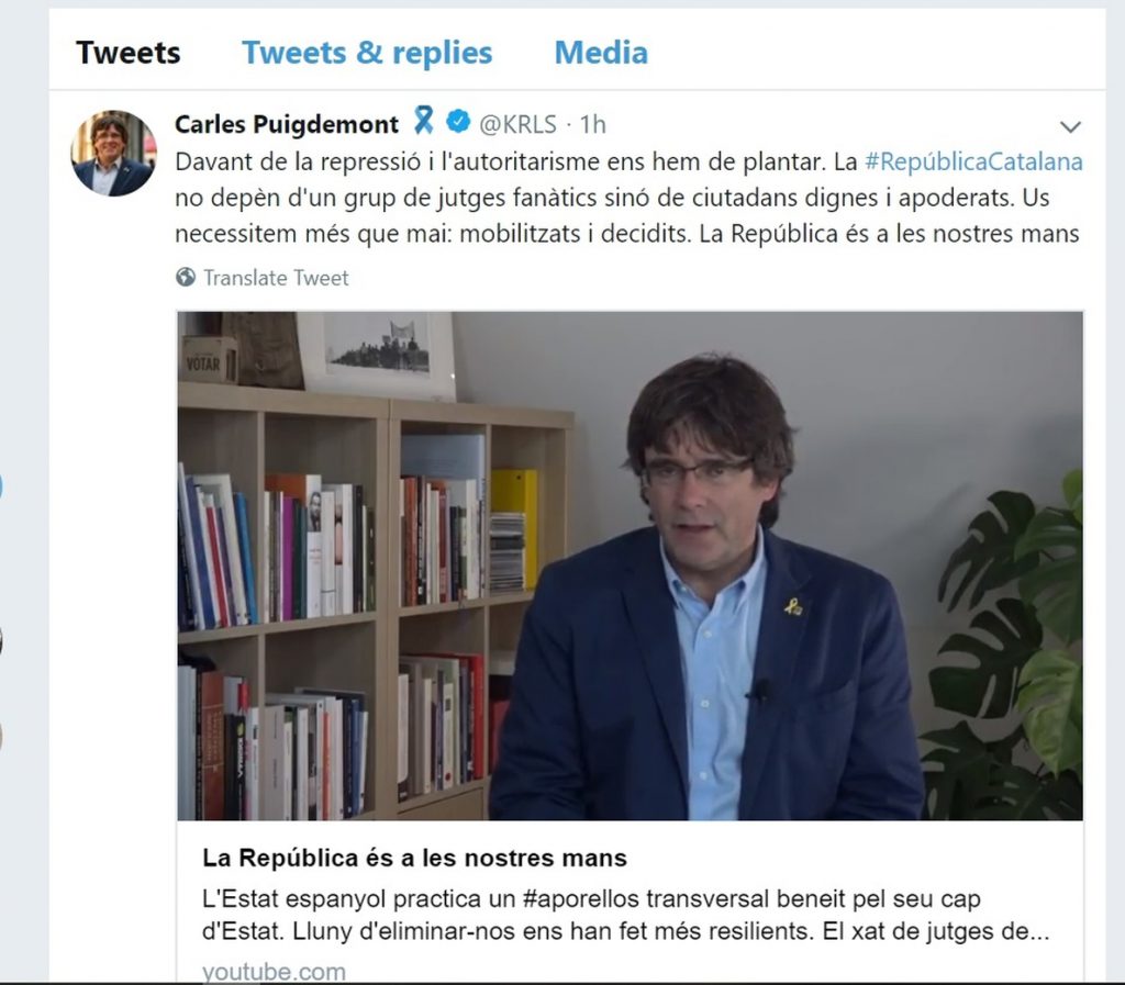 Puigdemont: «Nuestras instituciones no pueden ser objeto de ninguna cesión»