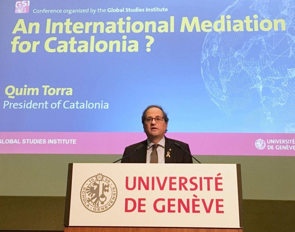 Torra pide desde Suiza una «mediación internacional» para dar una salida a Cataluña