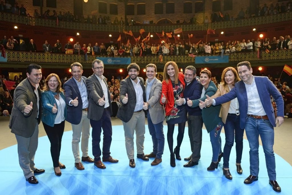 Casado arropa en Murcia a López Miras y Ballesta como candidatos del PP a la CARM y al Ayuntamiento de Murcia