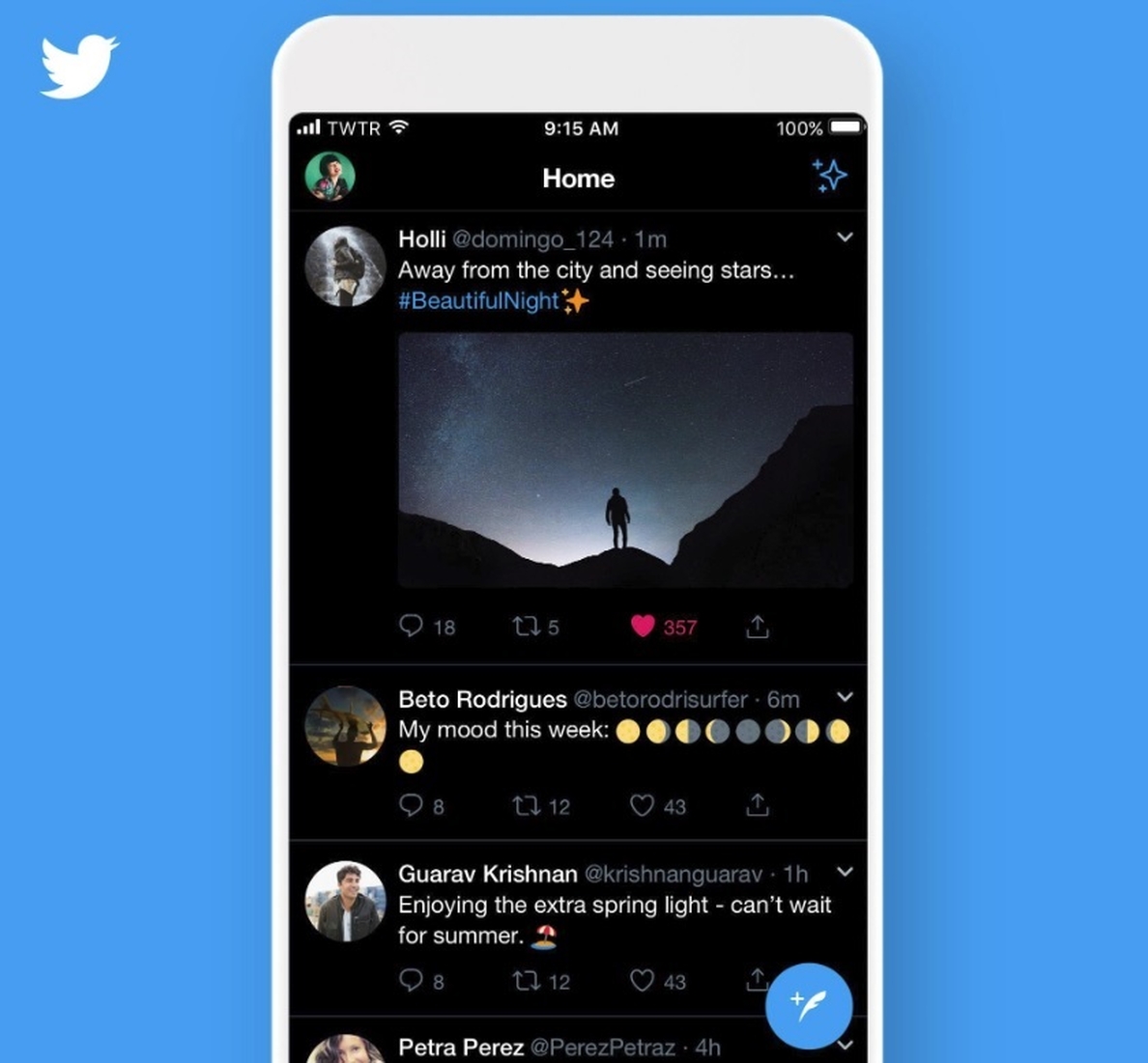 Twitter introduce el modo oscuro en su »app» para iOS y desarrolla un nuevo modo nocturno más oscuro