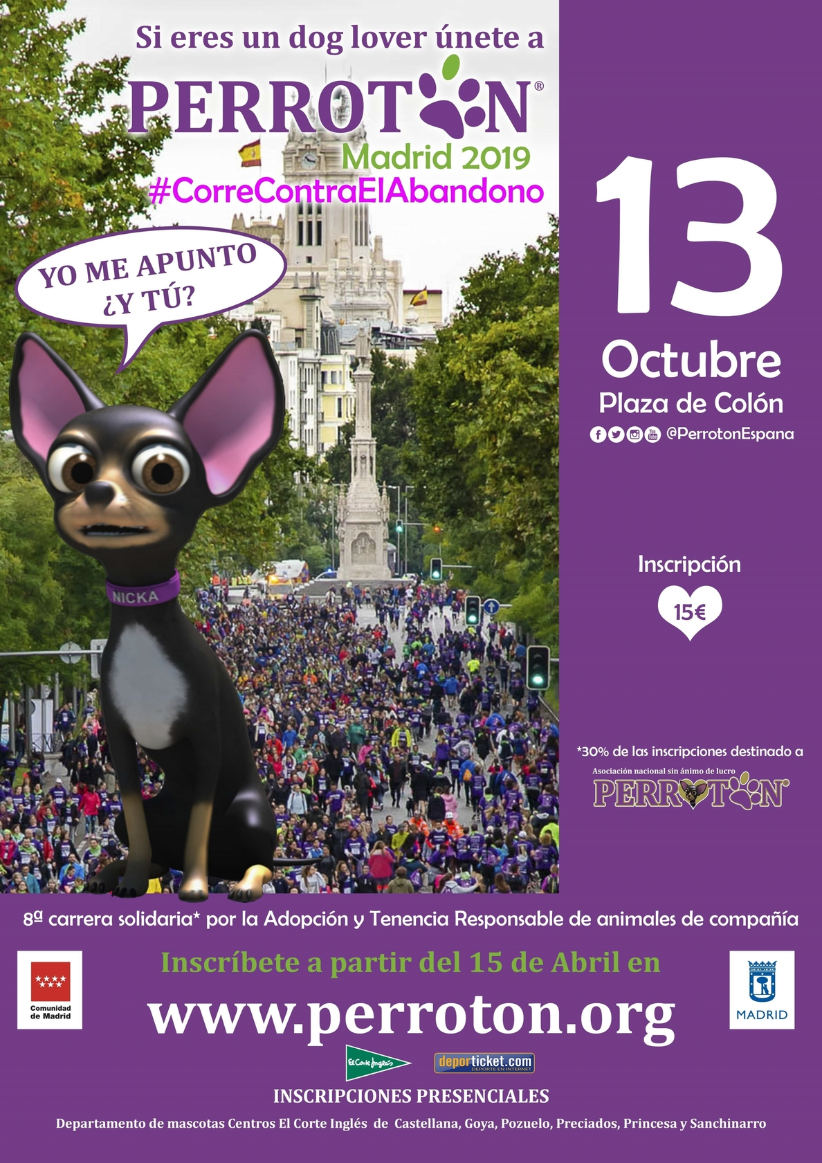 Perrotón Madrid organiza una carrera solidaria en octubre para promover y fomentar la adopción y tenencia responsable