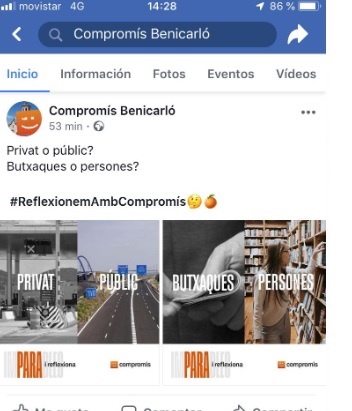 El PP denuncia a Compromís por difundir en redes sociales mensajes electoralistas el día de reflexión