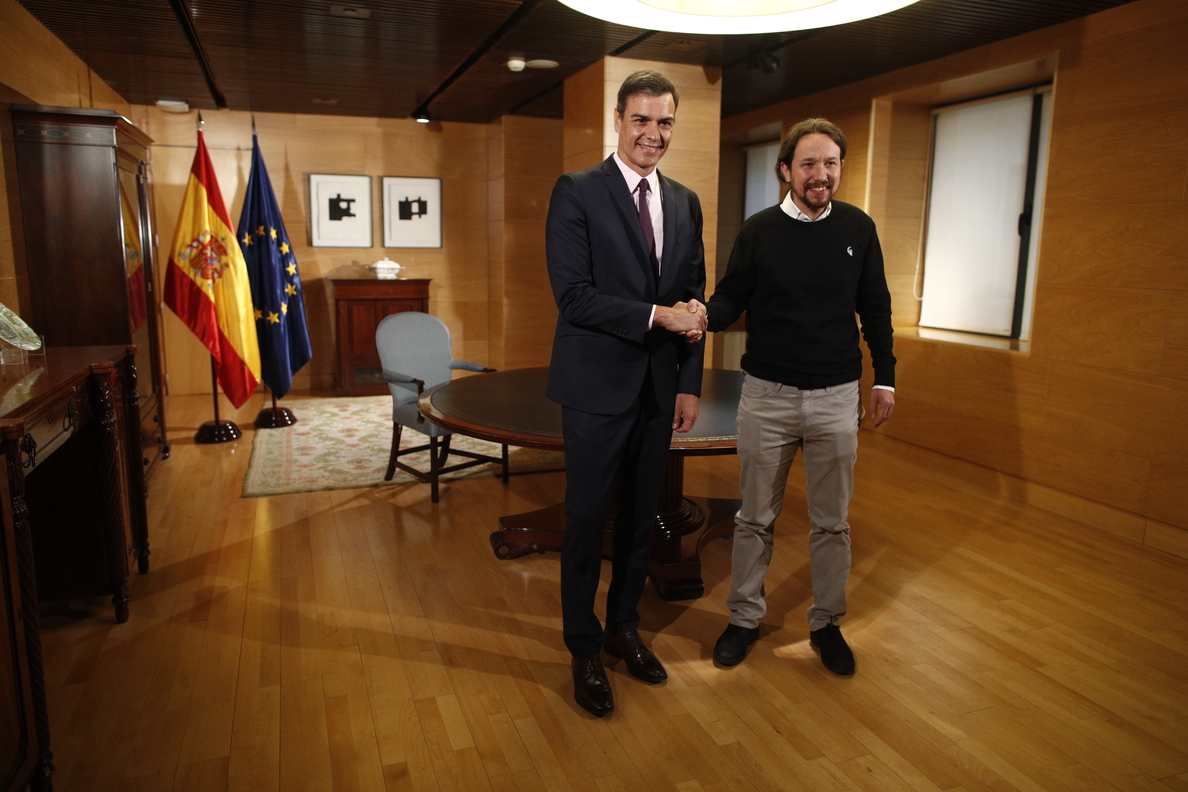 Sánchez e Iglesias mantuvieron una reunión este lunes en La Moncloa para hablar de investidura y gobierno de cooperación