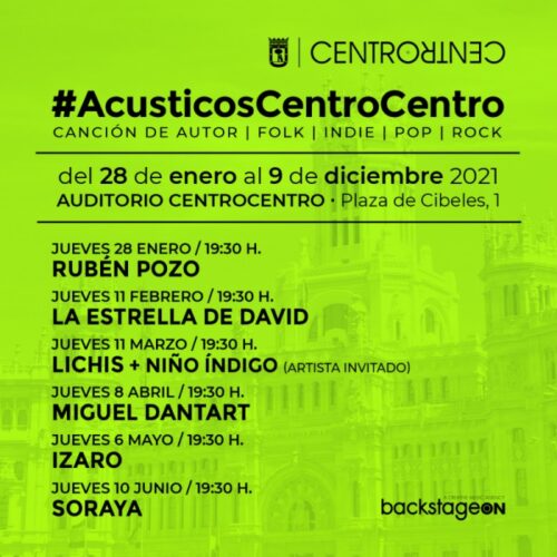 #AcusticosCentroCentro: el nuevo ciclo de conciertos que contará con Rubén Pozo, La Estrella de David y Lichis